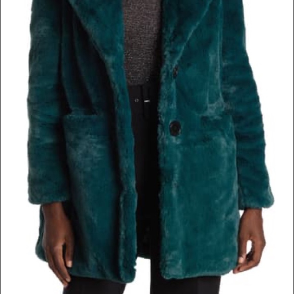 NWT - SAM EDELMAN - Deep Green Faux Fur Coat